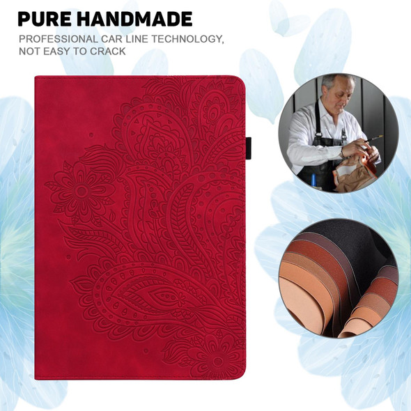 Huawei MatePad 10.4 Peacock Embossed Pattern TPU + PU Horizontal Flip Leather Case with Holder & Card Slots & Wallet & Sleep / Wake-up Function(Red)