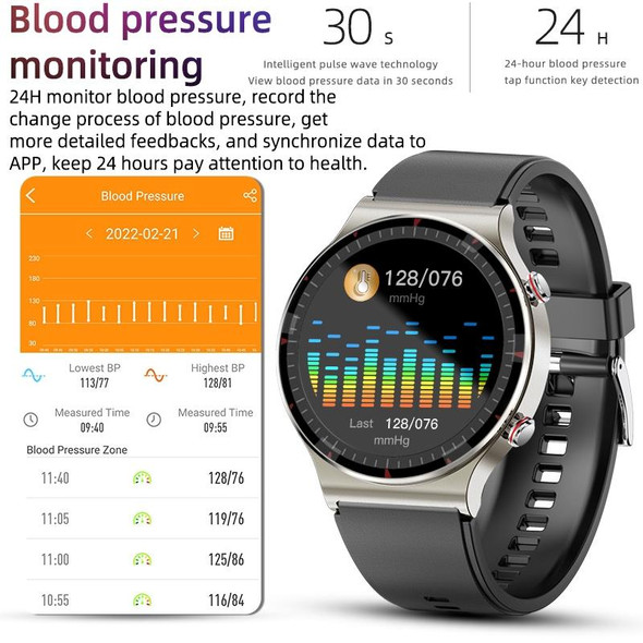 G08 1.3 inch TFT Screen Smart Watch, Support Medical-grade ECG Measurement/Women Menstrual Reminder, Style:Coffee Leather Strap(Black)