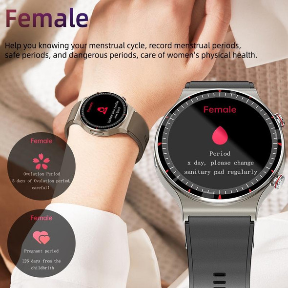 G08 1.3 inch TFT Screen Smart Watch, Support Medical-grade ECG Measurement/Women Menstrual Reminder, Style:Brown Leather Strap(Silver)