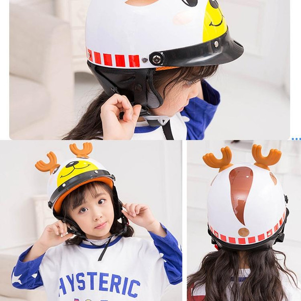 BYB 820 Children Four Seasons Universal Cartoon Electric Motorcycle Helmet, Specification: Tea Color Short Lens(Four Seasons White Cat)