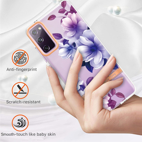 Samsung Galaxy S20 FE 4G / 5G Flowers and Plants Series IMD TPU Phone Case(Purple Begonia)