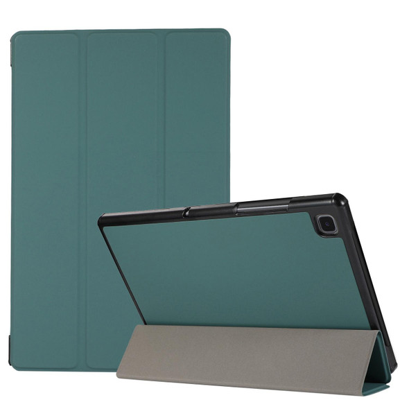 3-folding Skin Texture Horizontal Flip TPU + PU Leatherette Case with Holder - Samsung Galaxy Tab A7 10.4(2020) T500 / T505(Green)