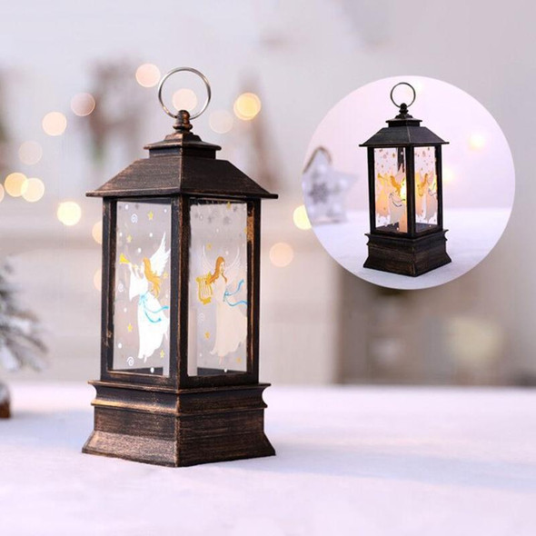 Gold Angel Pattern Christmas Simulation Flame LED Lamp Desktop Decoration