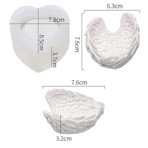 Heart Shaped Angel Wings Silicone Mold Baking Ice Cream Candle Aromatherapy Mold, Specification: S