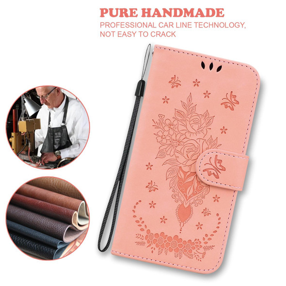 Butterfly Rose Embossed Leatherette Phone Case - iPhone 12 mini(Pink)