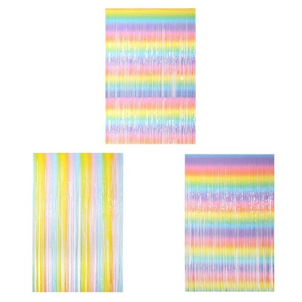 2 PCS 2M Birthday Party Decoration Background Rain Curtain(Rainbow Gradient)