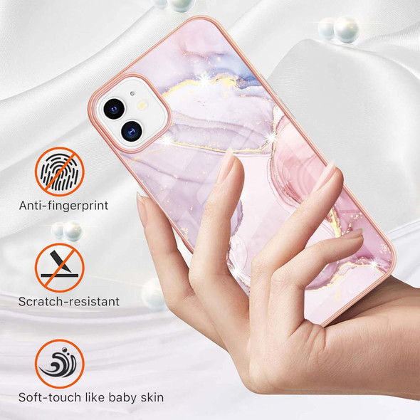 Electroplating Marble Pattern Dual-side IMD TPU Shockproof Case - iPhone 11(Rose Gold 005)