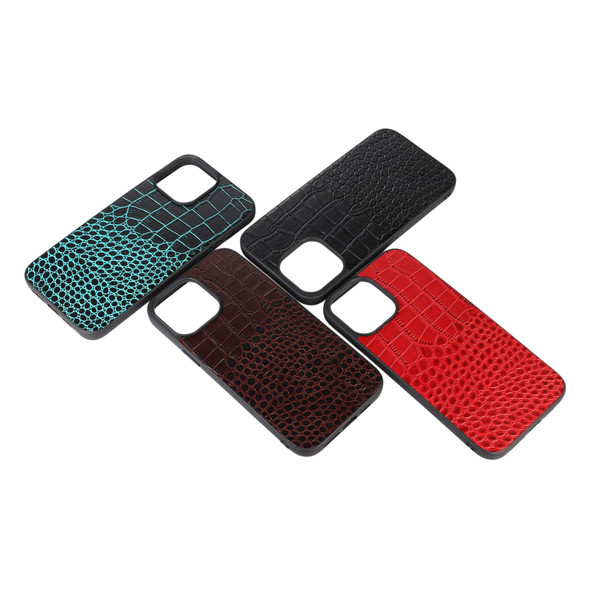 Crocodile Top Layer Cowhide Leatherette Case - iPhone 12 mini(Red)