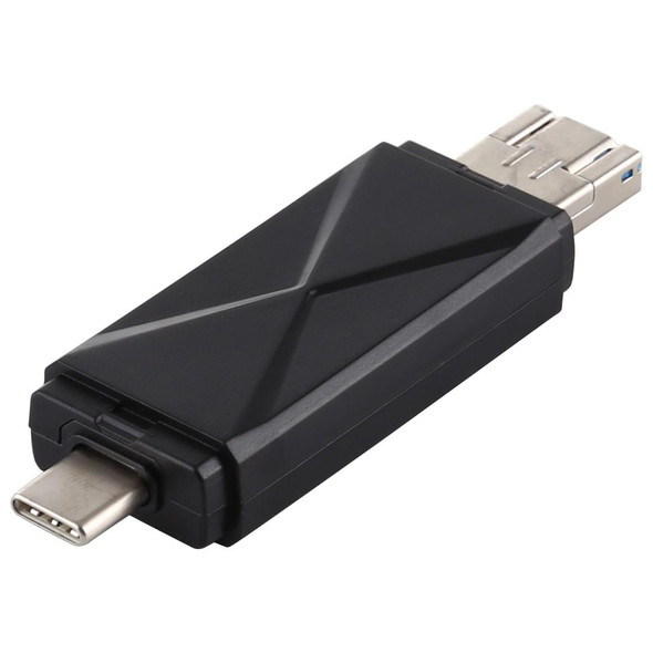 USB-C / Type-C + SD + TF + Micro USB to USB 3.0 Card Reader (Black)