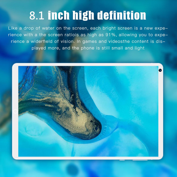 X5 3G Phone Call Tablet PC, 8.1 inch, 1GB+16GB, Android 5.1 MT6592 Octa Core, Support Dual SIM, WiFi, Bluetooth, GPS, US Plug (White)