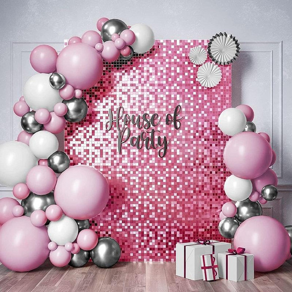 2 PCS 1x2M Square Rain Silk Door Curtain Birthday Party Background Wall Decoration(Pink)