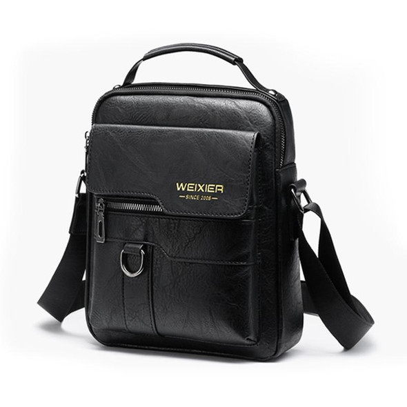 WEIXIER 8642 Men Business Retro PU Leather Handbag Crossbody Bag (Black)