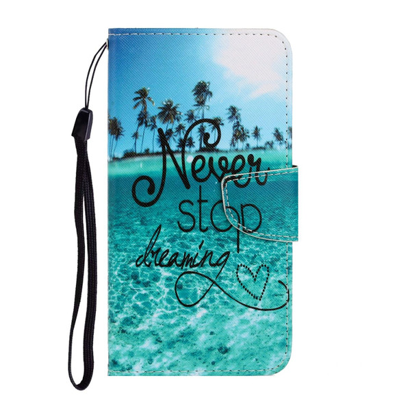 3D Colored Drawing Horizontal Flip Leatherette Phone Case - iPhone 13(Blue Coconut Grove)