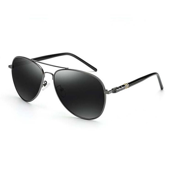 Men Oversized Aviation Metal Frame Spring Temple Polarized Sunglasses Male  Pilot Male Driving Sun Glasses(Gun Grey Frame)