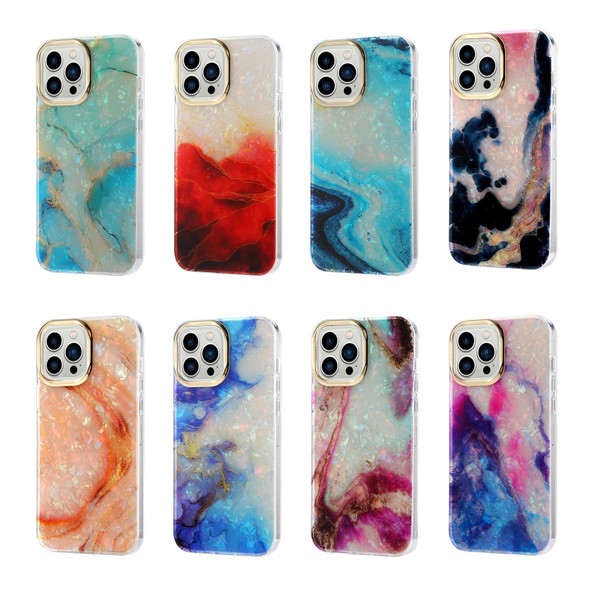 Electroplating Shell Texture Marble Phone Case - iPhone 12 / 12 Pro(Orange B5)