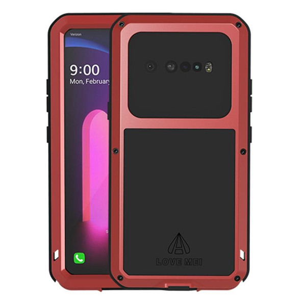 LG V60 ThinQ 5G LOVE MEI Metal Shockproof Waterproof Dustproof Protective Case with Glass(Red)