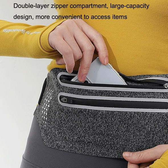 Outdoor Double Zipper Sports Waterproof Lycra Body Slim Waist Bag(Black)