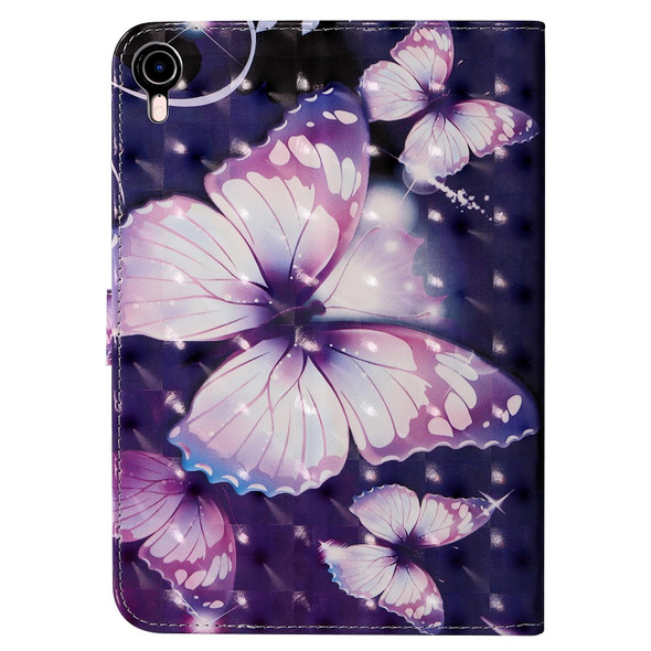 3D Colored Drawing Horizontal Flip Leatherette Tablet Case - iPad mini 6(Purple Butterfly)