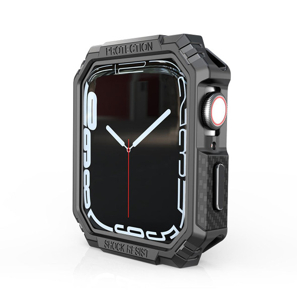 Carbon Fiber Contrast Color Protective Case - Apple Watch Series 6 & SE & 5 & 4 44mm(Pewter)