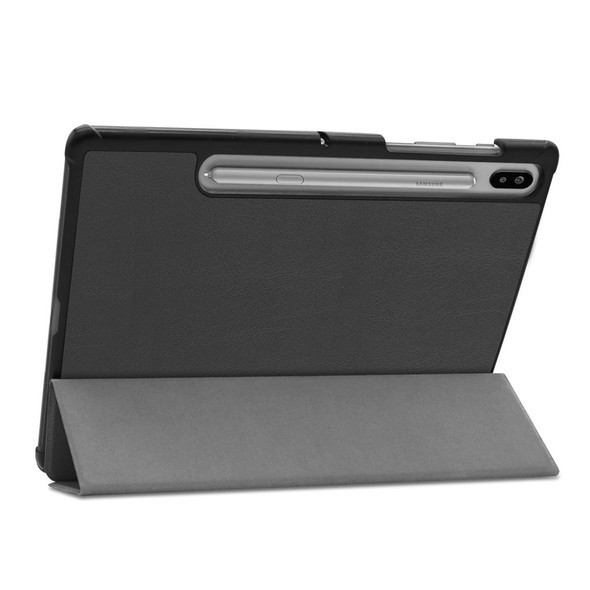 Custer Texture Horizontal Flip Leatherette Case with Three-folding Holder & Sleep / Wake-up Function for Galaxy Tab S6 T860 / T865(Black)