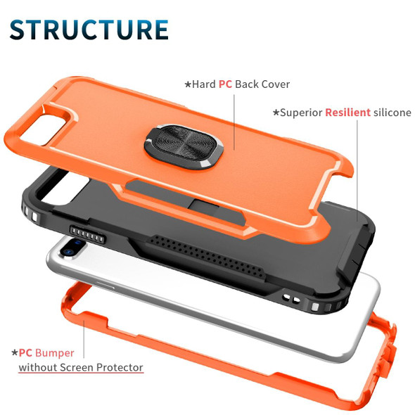 3 in 1 PC + TPU Phone Case with Ring Holder - iPhone 8 Plus & 7 Plus(Orange)