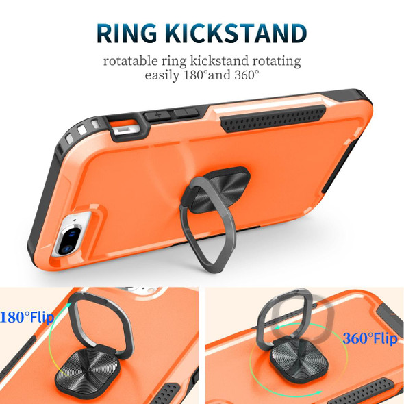 3 in 1 PC + TPU Phone Case with Ring Holder - iPhone 8 Plus & 7 Plus(Orange)