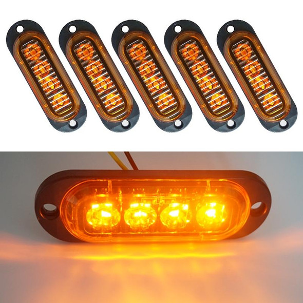 5 PCS MK-087 Car / Truck 4LEDs Side Marker Indicator Lights Bulb Lamp (Yellow Light)