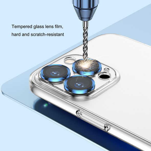 Transparent PC Phone Case with Lens Film - iPhone 13 Pro Max(Black)