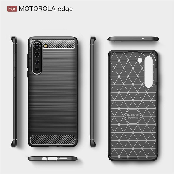 Motorola Moto Edge Brushed Texture Carbon Fiber TPU Case(Black)