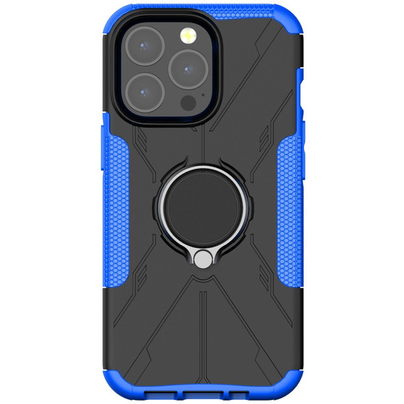 Armor Bear Shockproof PC + TPU Protective Case with Ring Holder - iPhone 13(Blue)