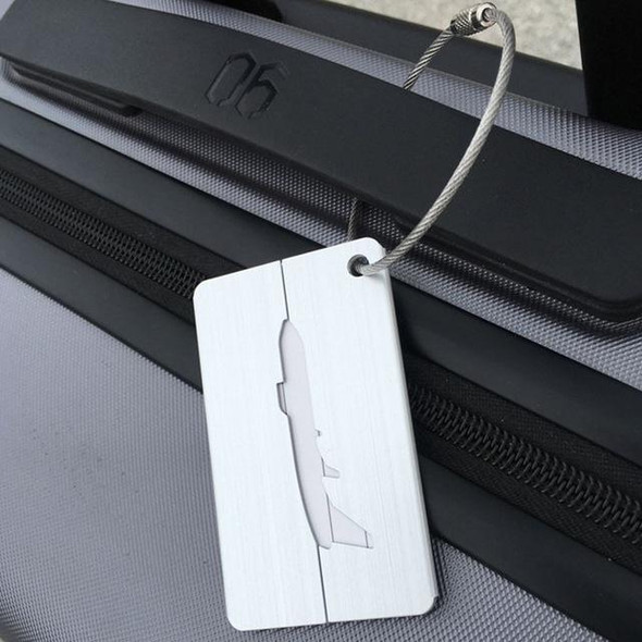 Brush Aluminum Luggage Tag Luggage Boarding Pass Check Tag(Silver)