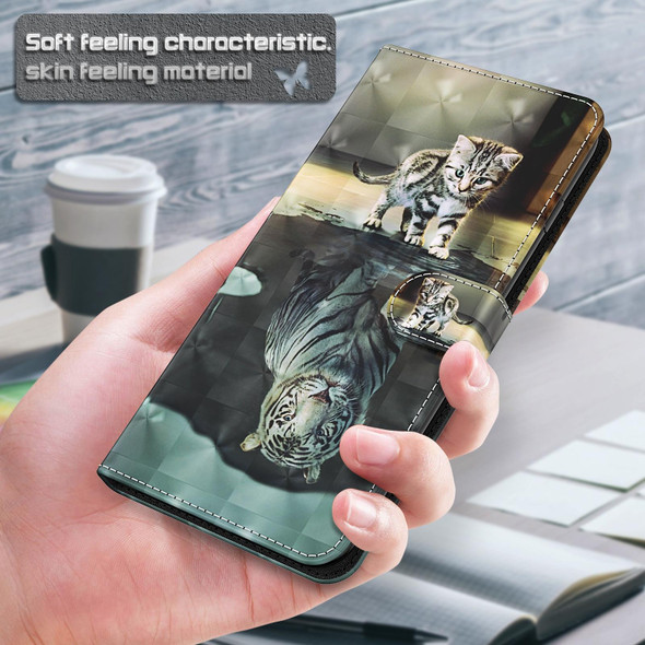 3D Painting Pattern Flip Leatherette Phone Case - iPhone 14 Pro (Cat Tiger)