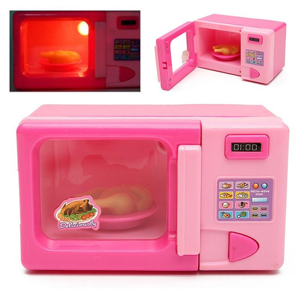 Children Mini Cute Microwave Oven Pretend Role Play Toy Educational for Kids Kitchen Toys(Pink)