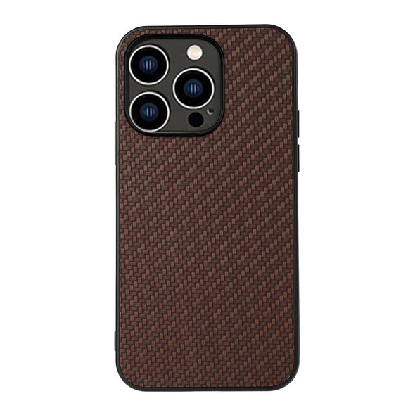 iPhone 14 Pro Carbon Fiber Texture Phone Case (Brown)