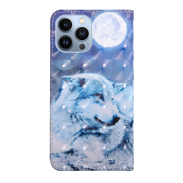 3D Painting Pattern Coloured Drawing Leatherette Phone Case - iPhone 14 Pro Max (Wolf)