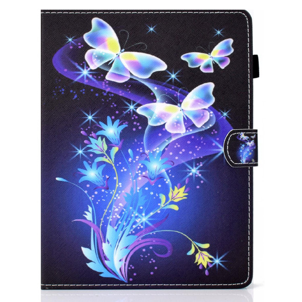 10 inch Tablet Electric Pressed TPU Colored Drawing Horizontal Flip Leatherette Case with Holder & Pen Slot(Butterflies Flower)