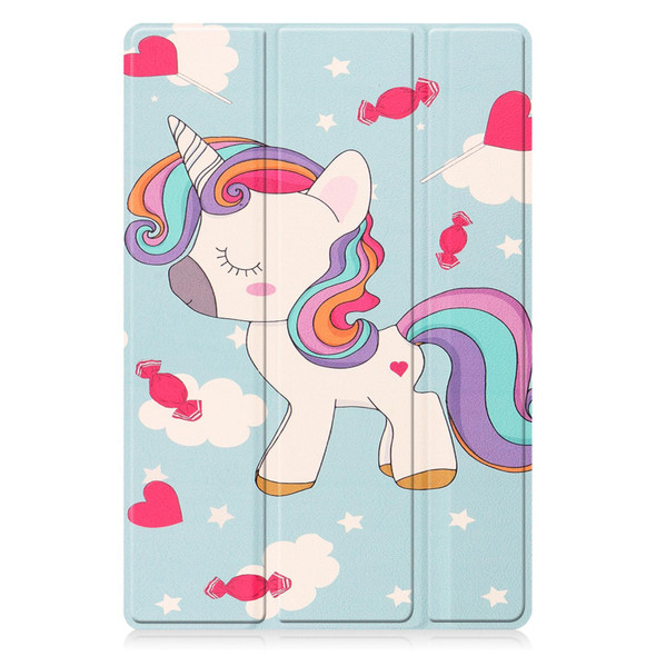 Samsung Galaxy Tab A8 2021 Painted Leather Tablet Case with 3-Fold Holder(Unicorn)