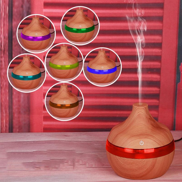 300ML Waterdrop Shape USB Wood Grain Aromatherapy Air Purifier Mute Humidifier, Color: Deep Wood Grain