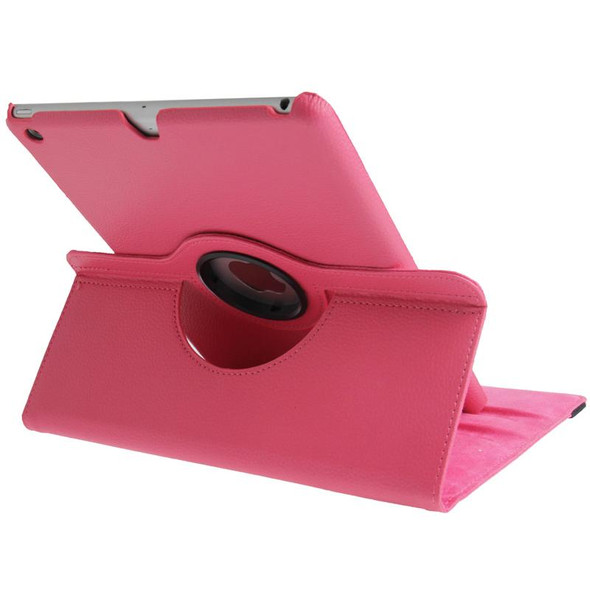 Litchi Texture 360 Degrees Rotation Leather Tablet Case with Holder for iPad Air / Air 2 / iPad 9.7 2017 / iPad 9.7 2018(Magenta)