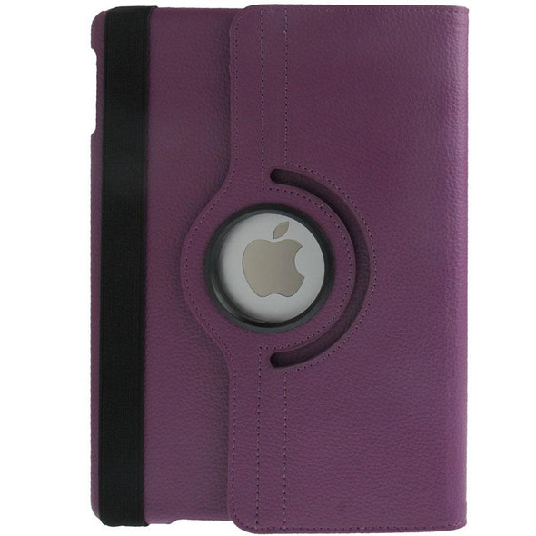 Litchi Texture 360 Degrees Rotation Leather Tablet Case with Holder for iPad Air / Air 2 / iPad 9.7 2017 / iPad 9.7 2018(Purple)