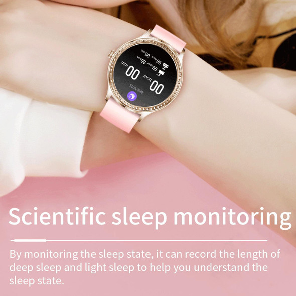 AK35 1.32 inch IPS Color Screen Smart Watch, Support Sleep Monitoring/Blood Oxygen Monitoring(Silver Pink Silicone Watch Band)
