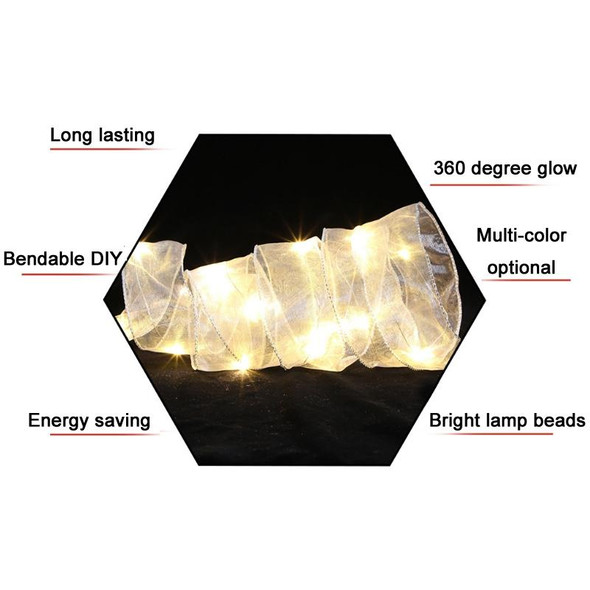Christmas Ornament Double Light Board Yarn Ribbon String Lights, Specification: 5m(Red Warm Light)