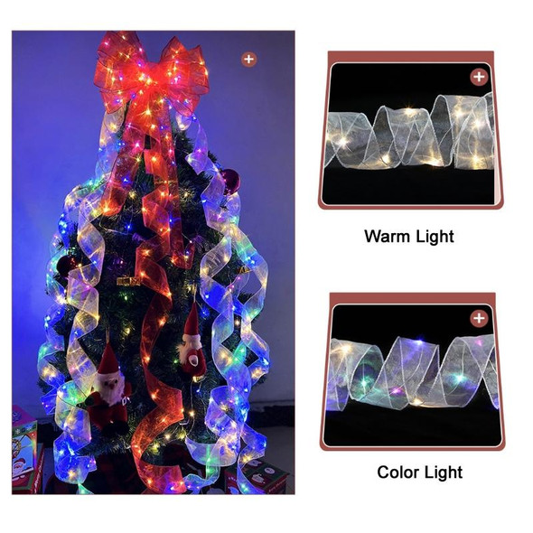 Christmas Ornament Double Light Board Yarn Ribbon String Lights, Specification: 1m(Gold Warm Light)