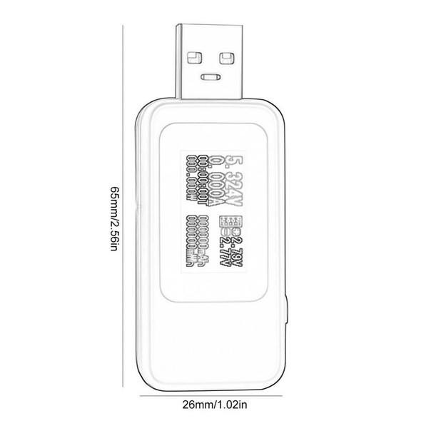 KWS-MX18 10 in 1 USB DC Tester Current 4-30V Voltage Meter Timing Ammeter Digital Meter(White)