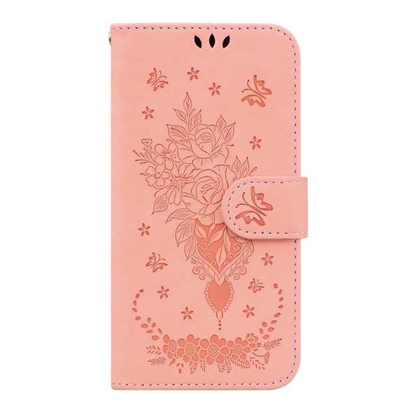 Butterfly Rose Embossed Leatherette Phone Case - iPhone 12 Pro Max(Pink)