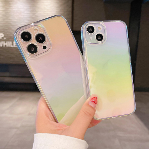 Color Plated Acrylic + TPU Phone Case - iPhone 12 Pro Max(Gradient Rainbow)