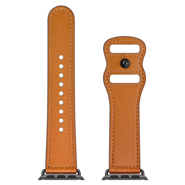 Double Hole Leatherette Watch Band - Apple Watch Series 7 45mm / 6 & SE & 5 & 4 44mm / 3 & 2 & 1 42mm(Brown)