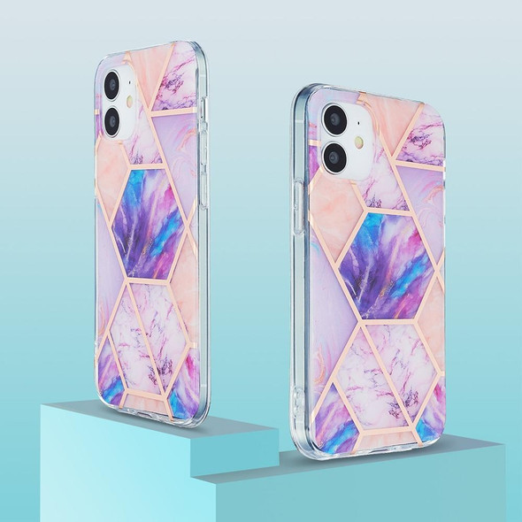 3D Electroplating Marble Pattern TPU Protective Case - iPhone 12 Pro Max(Pink Purple)