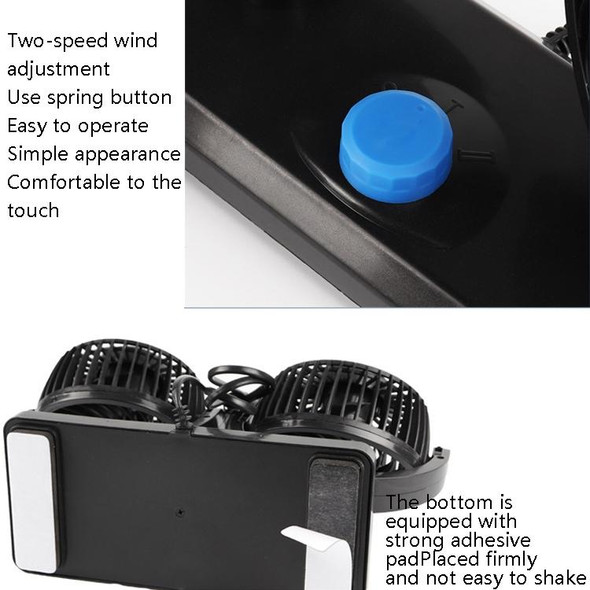 Car Fan Portable Mini Adjustable Car Double-Headed Electric Fan, Colour: Blue USB Universal