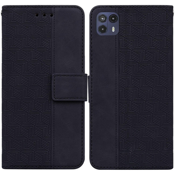 Motorola Moto G50 5G Geometric Embossed Leather Phone Case(Black)